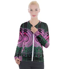 Fractal Traditional Fractal Hypnotic Casual Zip Up Jacket by Pakrebo