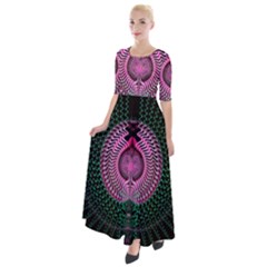 Fractal Traditional Fractal Hypnotic Half Sleeves Maxi Dress by Pakrebo