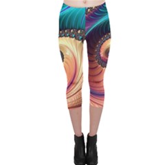 Fractal Multi Colored Fantasia Capri Leggings  by Pakrebo