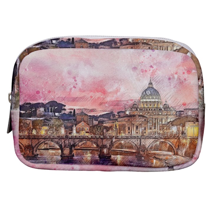 City Buildings Bridge Water River Make Up Pouch (Small)