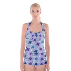 Checkerboard Again 5 Boyleg Halter Swimsuit  by impacteesstreetwearseven