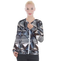 Triangles Polygon Color Silver Uni Casual Zip Up Jacket by Pakrebo