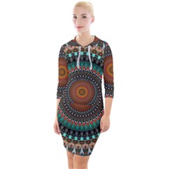 Ornament Circle Picture Colorful Quarter Sleeve Hood Bodycon Dress by Pakrebo