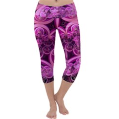 Fractal Math Geometry Visualization Pink Capri Yoga Leggings