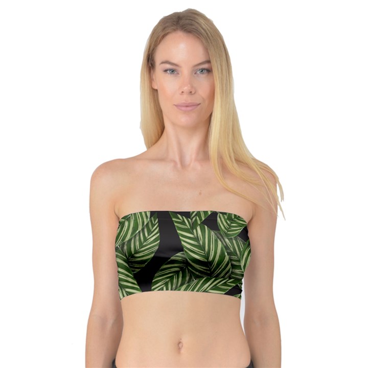 Leaves Pattern Tropical Green Bandeau Top