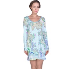 Pattern Background Floral Fractal Long Sleeve Nightdress by Pakrebo