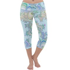 Pattern Background Floral Fractal Capri Yoga Leggings