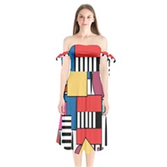 Tajah Olson Designs  Shoulder Tie Bardot Midi Dress by TajahOlsonDesigns