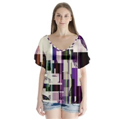 Way To Communicate V-neck Flutter Sleeve Top