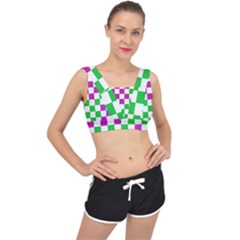 Checkerboard Again 1 V-back Sports Bra by impacteesstreetwearseven