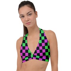 Checkerboard Again 1a Halter Plunge Bikini Top by impacteesstreetwearseven