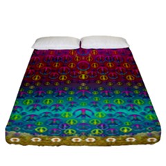 Signs Of Peace  In A Amazing Floral Gold Landscape Fitted Sheet (california King Size) by pepitasart