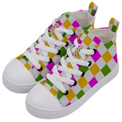 Checkerboard Again 3 Kids  Mid-top Canvas Sneakers