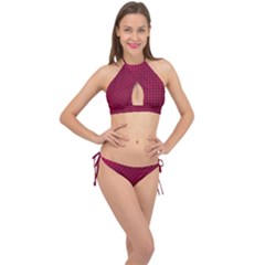 Anything You Want -red Cross Front Halter Bikini Set
