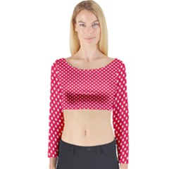 Red With White Polka Dots Long Sleeve Crop Top by VeataAtticus