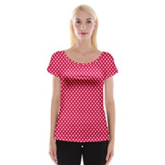 Red With White Polka Dots Cap Sleeve Top by VeataAtticus