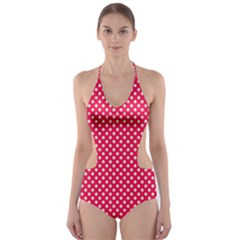 Red With White Polka Dots Cut-out One Piece Swimsuit by VeataAtticus