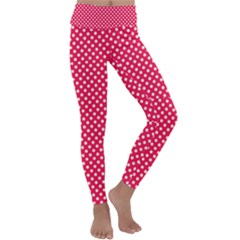 Red With White Polka Dots Kids  Lightweight Velour Classic Yoga Leggings