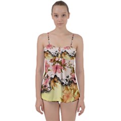 A Touch Of Vintage, Floral Design Babydoll Tankini Set