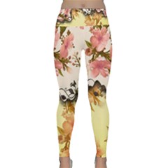 A Touch Of Vintage, Floral Design Lightweight Velour Classic Yoga Leggings by FantasyWorld7