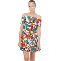Pop Art Camouflage 1 Off Shoulder Chiffon Dress by impacteesstreetweareight