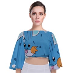 Patokip Tie Back Butterfly Sleeve Chiffon Top