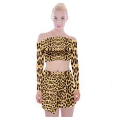 Leopard Skin Off Shoulder Top With Mini Skirt Set by ArtworkByPatrick