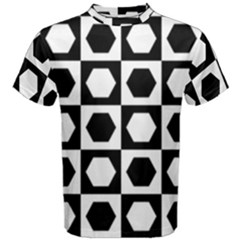 Chessboard Hexagons Squares Men s Cotton Tee