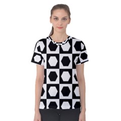 Chessboard Hexagons Squares Women s Cotton Tee