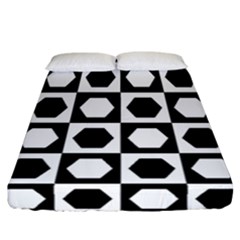 Chessboard Hexagons Squares Fitted Sheet (California King Size)