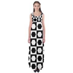 Chessboard Hexagons Squares Empire Waist Maxi Dress