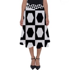 Chessboard Hexagons Squares Perfect Length Midi Skirt
