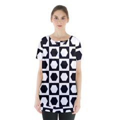 Chessboard Hexagons Squares Skirt Hem Sports Top