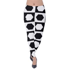 Chessboard Hexagons Squares Velvet Leggings