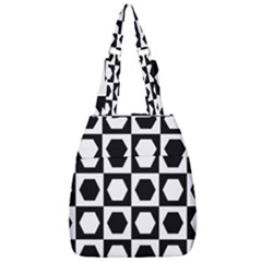 Chessboard Hexagons Squares Center Zip Backpack