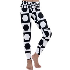 Chessboard Hexagons Squares Kids  Lightweight Velour Classic Yoga Leggings