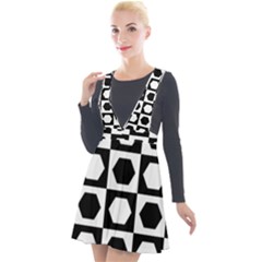 Chessboard Hexagons Squares Plunge Pinafore Velour Dress