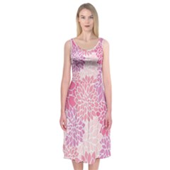 Happy Pink Flowers Midi Sleeveless Dress by CashewDress