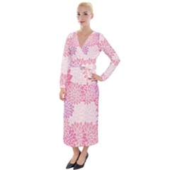 Happy Pink Flowers Velvet Maxi Wrap Dress by CashewDress