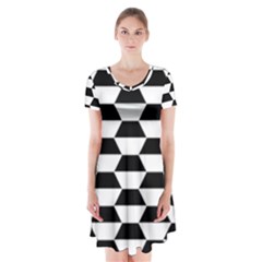 Hexagons Pattern Tessellation Short Sleeve V-neck Flare Dress by Mariart