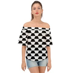 Hexagons Pattern Tessellation Off Shoulder Short Sleeve Top