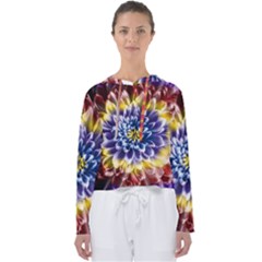 Rainbow Chrysanthemum Women s Slouchy Sweat by bloomingvinedesign