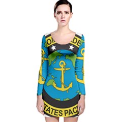Seal Of Commander Of United States Pacific Fleet Long Sleeve Velvet Bodycon Dress by abbeyz71