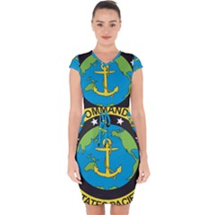 Seal Of Commander Of United States Pacific Fleet Capsleeve Drawstring Dress  by abbeyz71