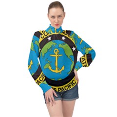 Seal Of Commander Of United States Pacific Fleet High Neck Long Sleeve Chiffon Top by abbeyz71