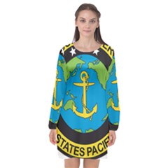 Seal Of Commander Of United States Pacific Fleet Long Sleeve Chiffon Shift Dress  by abbeyz71