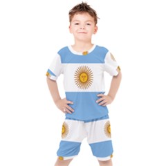 Argentina Flag Kids  Tee And Shorts Set by FlagGallery