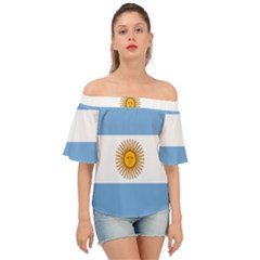 Argentina Flag Off Shoulder Short Sleeve Top by FlagGallery