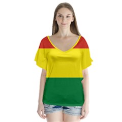 Bolivia Flag V-neck Flutter Sleeve Top