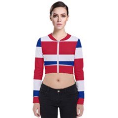 Costa Rica Flag Long Sleeve Zip Up Bomber Jacket by FlagGallery